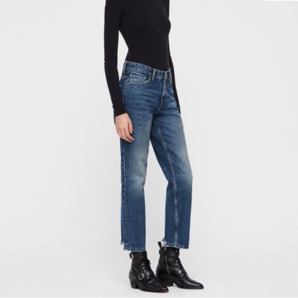 All Saints AVA - Straight - High Waist Jeans - Indigo Blue Med/Dark Sz 28 - NWOT - Picture 6 of 9